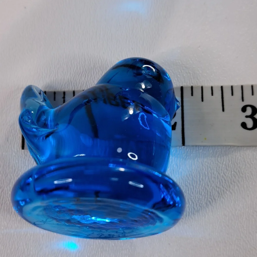 2 Leo Ward Glass Blue Bird of Happiness Signed Figurine USA - Picture 10 of 14